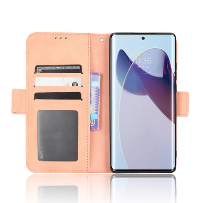 Motorola Edge 30 Ultra Skin Feel PU Leather Wallet Phone Case with Card Slots, Cash Pocket, Magnetic Closure, Built-In Stand, Full Protection TPU Cover