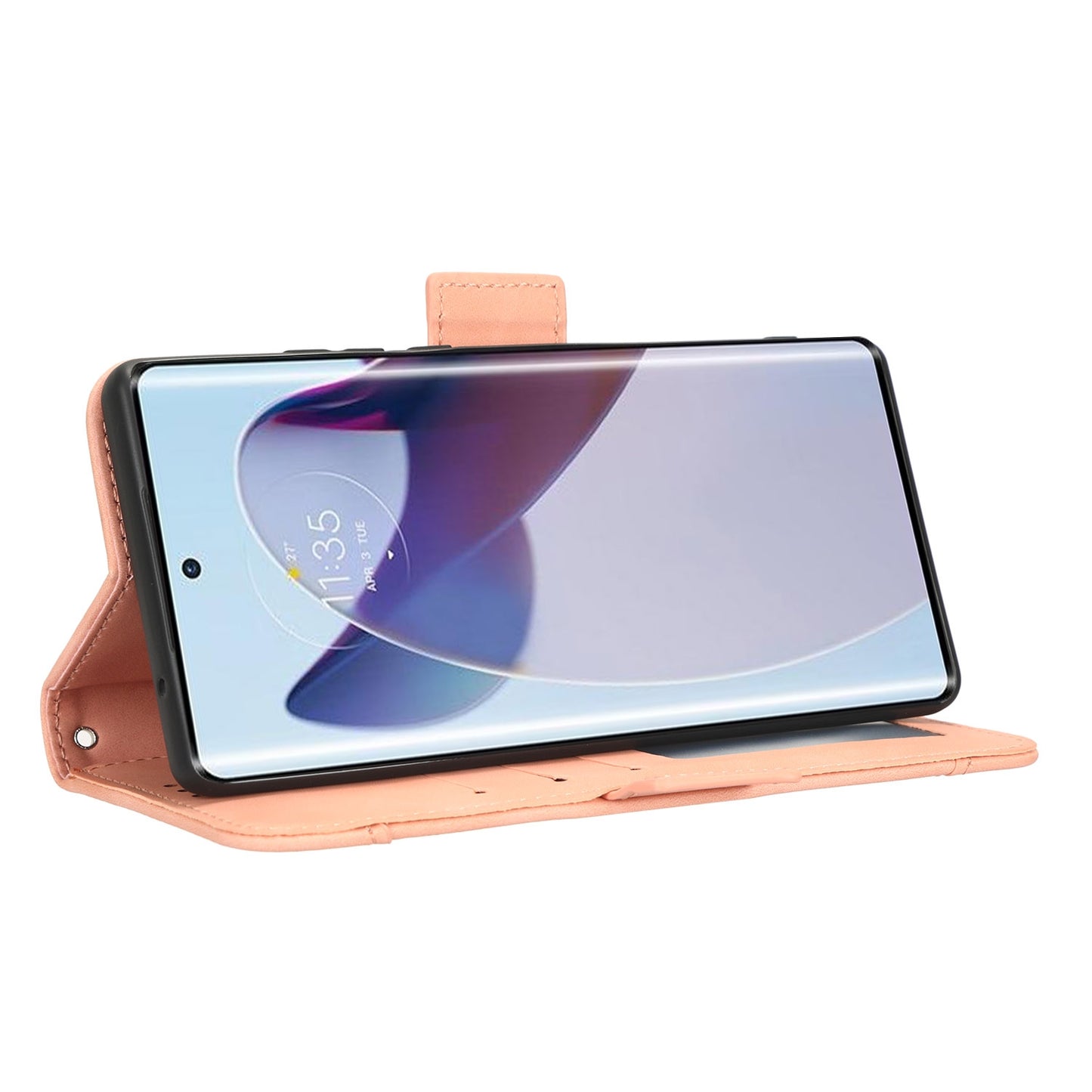 Motorola Edge 30 Ultra Skin Feel PU Leather Wallet Phone Case with Card Slots, Cash Pocket, Magnetic Closure, Built-In Stand, Full Protection TPU Cover