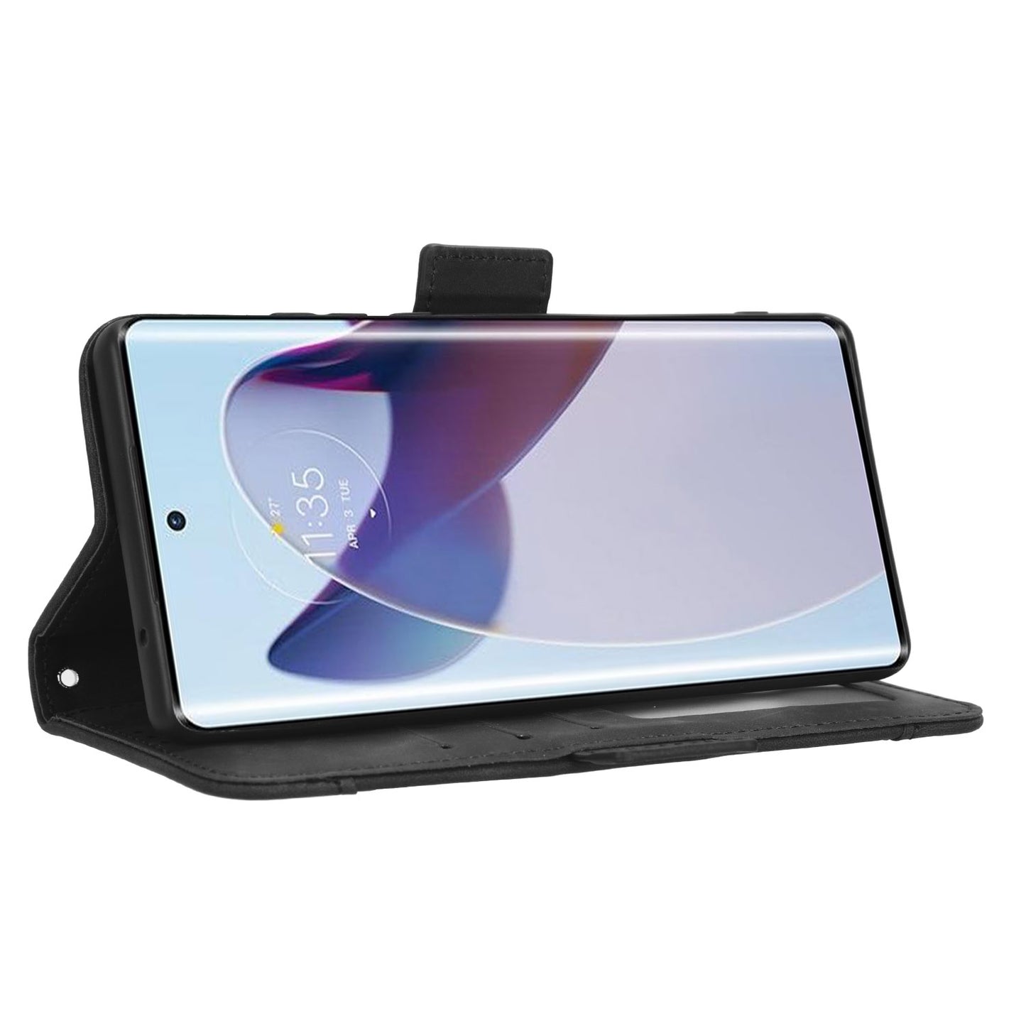 Motorola Edge 30 Ultra Skin Feel PU Leather Wallet Phone Case with Card Slots, Cash Pocket, Magnetic Closure, Built-In Stand, Full Protection TPU Cover