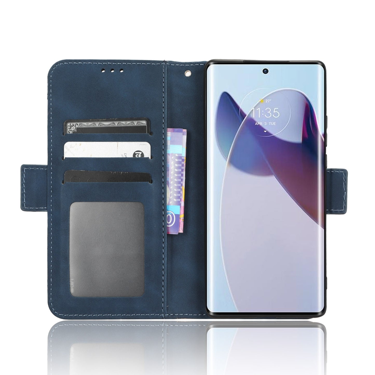 Motorola Edge 30 Ultra Skin Feel PU Leather Wallet Phone Case with Card Slots, Cash Pocket, Magnetic Closure, Built-In Stand, Full Protection TPU Cover