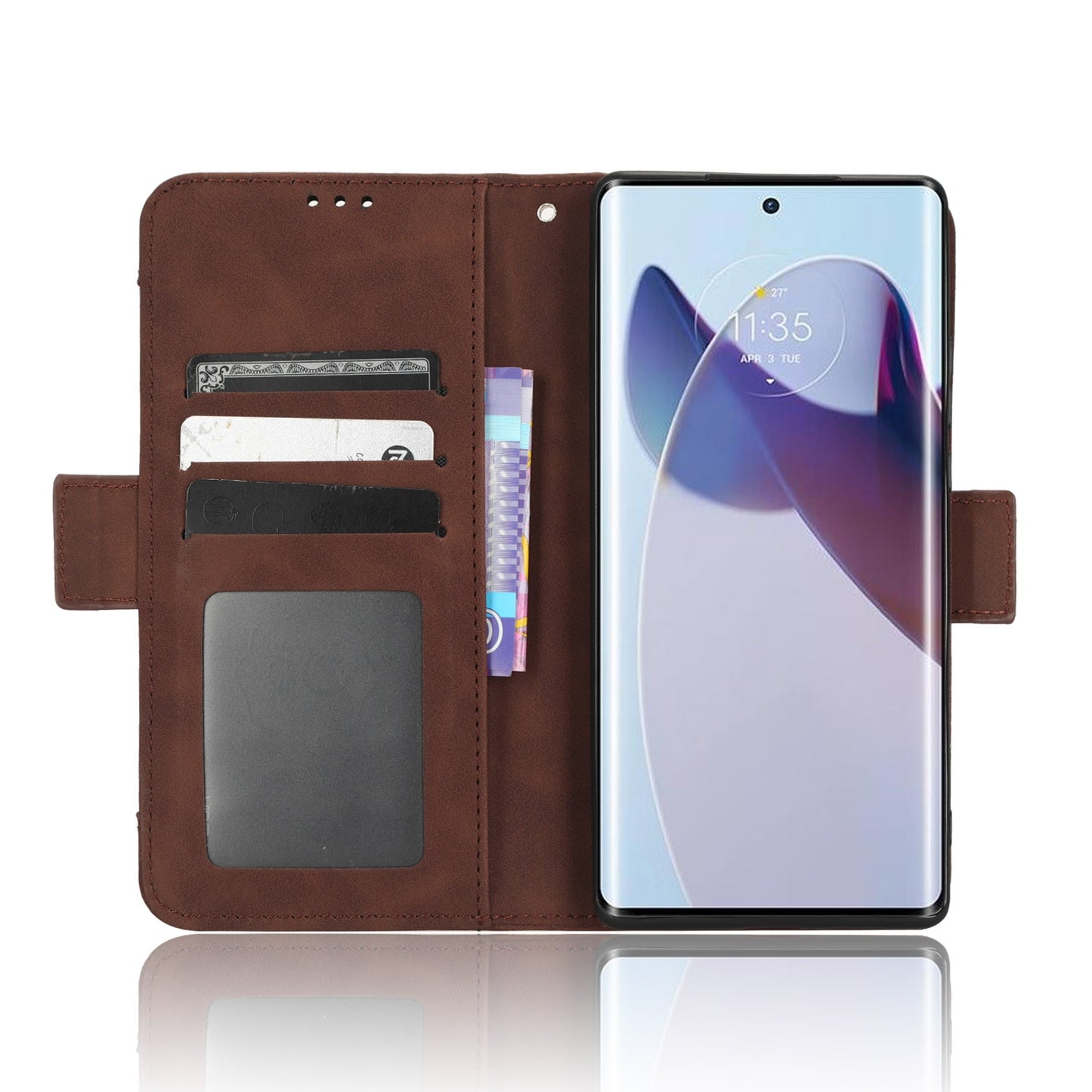 Motorola Edge 30 Ultra Skin Feel PU Leather Wallet Phone Case with Card Slots, Cash Pocket, Magnetic Closure, Built-In Stand, Full Protection TPU Cover