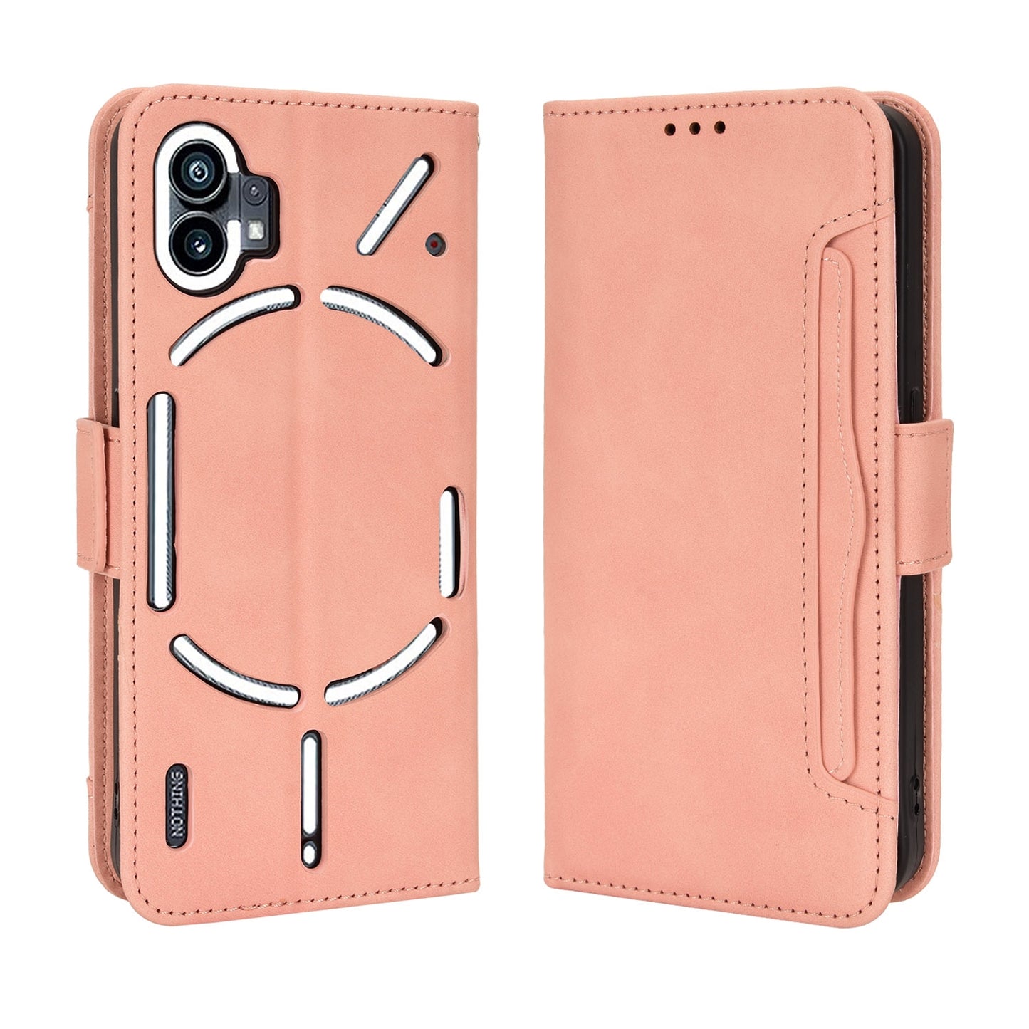 Nothing Phone 1 Skin Feel PU Leather Wallet Phone Case with Card Slots, Cash Pocket, Magnetic Closure, Built-In Stand, Full Protection TPU Cover