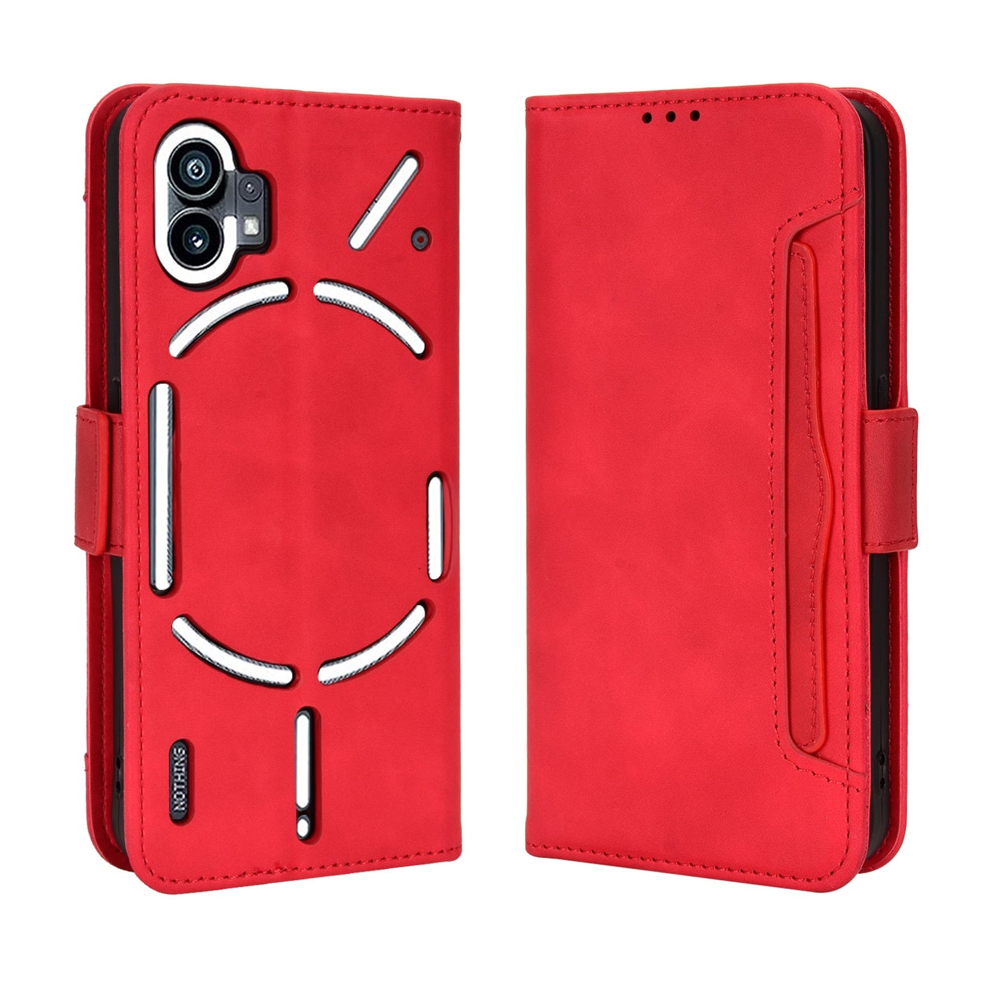 Nothing Phone 1 Skin Feel PU Leather Wallet Phone Case with Card Slots, Cash Pocket, Magnetic Closure, Built-In Stand, Full Protection TPU Cover