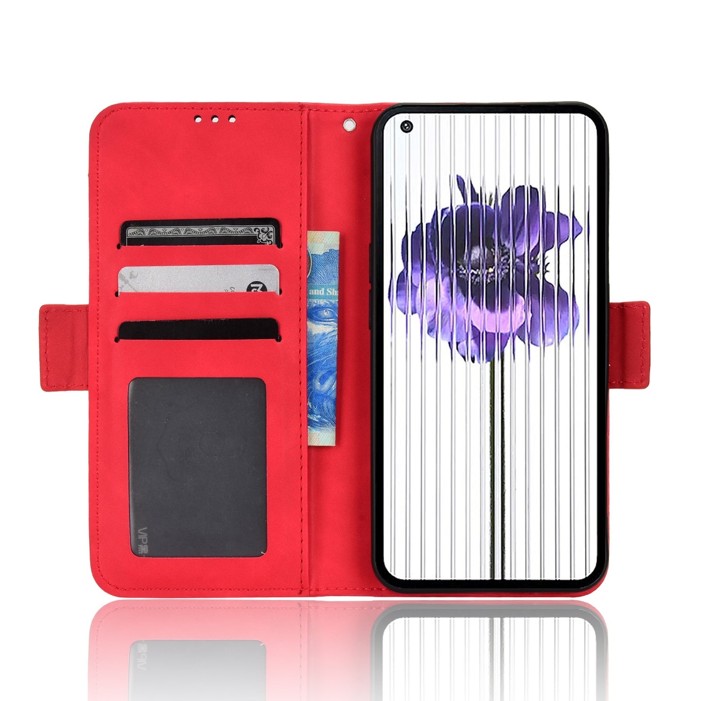 Nothing Phone 1 Skin Feel PU Leather Wallet Phone Case with Card Slots, Cash Pocket, Magnetic Closure, Built-In Stand, Full Protection TPU Cover