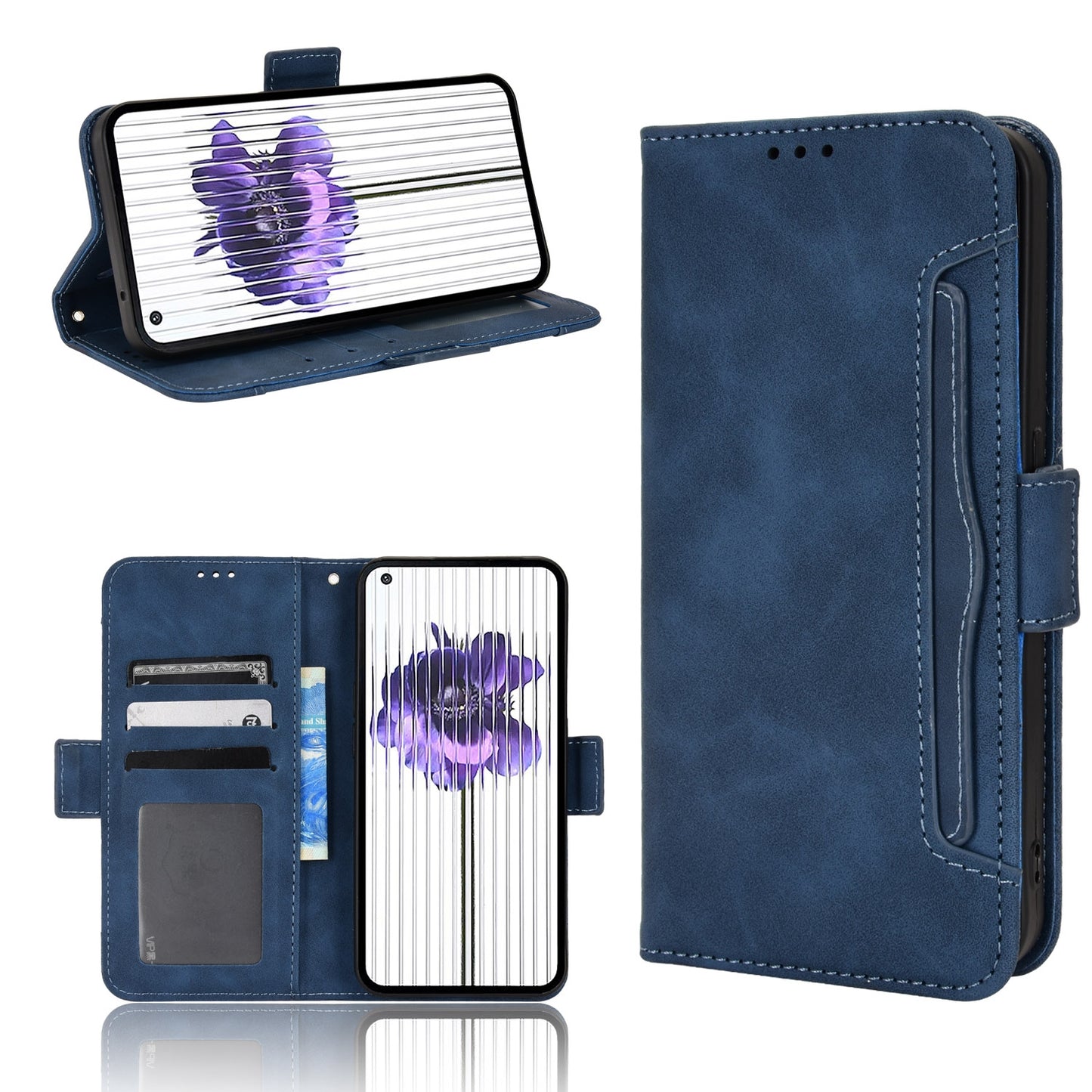 Nothing Phone 1 Skin Feel PU Leather Wallet Phone Case with Card Slots, Cash Pocket, Magnetic Closure, Built-In Stand, Full Protection TPU Cover