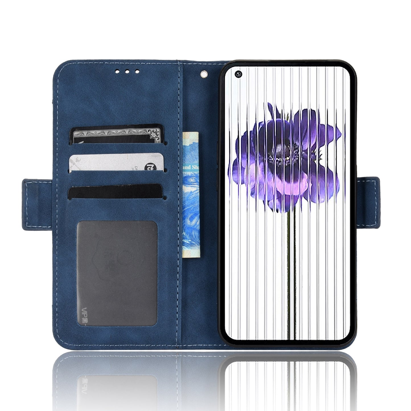 Nothing Phone 1 Skin Feel PU Leather Wallet Phone Case with Card Slots, Cash Pocket, Magnetic Closure, Built-In Stand, Full Protection TPU Cover