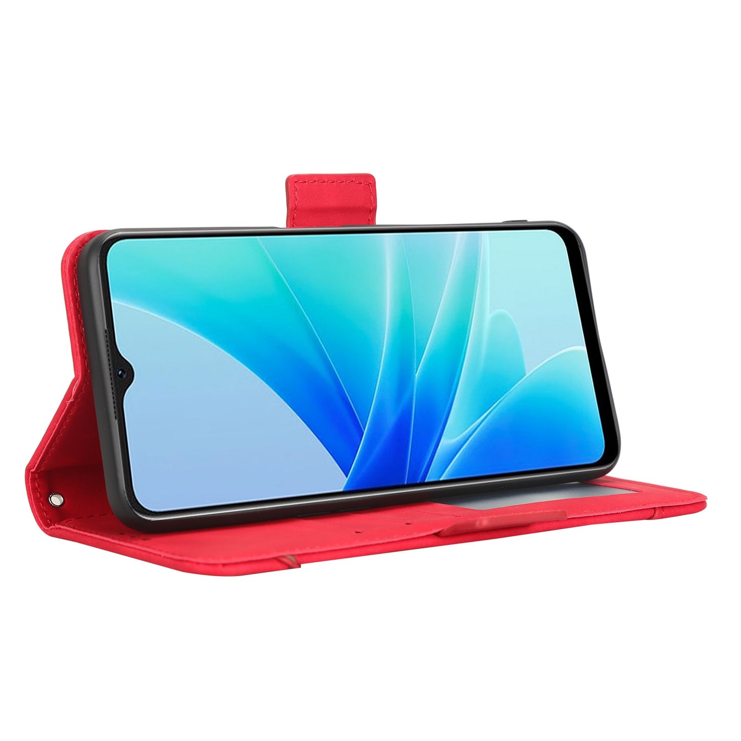 OPPO A57 5G Skin Feel PU Leather Wallet Phone Case with Card Slots, Cash Pocket, Magnetic Closure, Built-In Stand, Full Protection TPU Cover