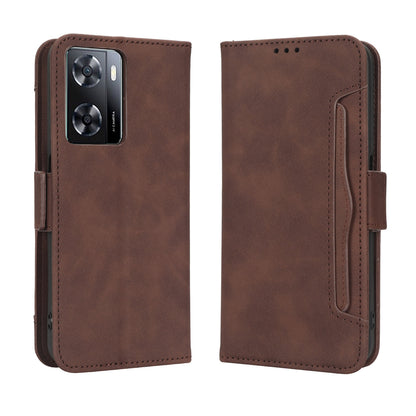 OPPO A57 5G Skin Feel PU Leather Wallet Phone Case with Card Slots, Cash Pocket, Magnetic Closure, Built-In Stand, Full Protection TPU Cover