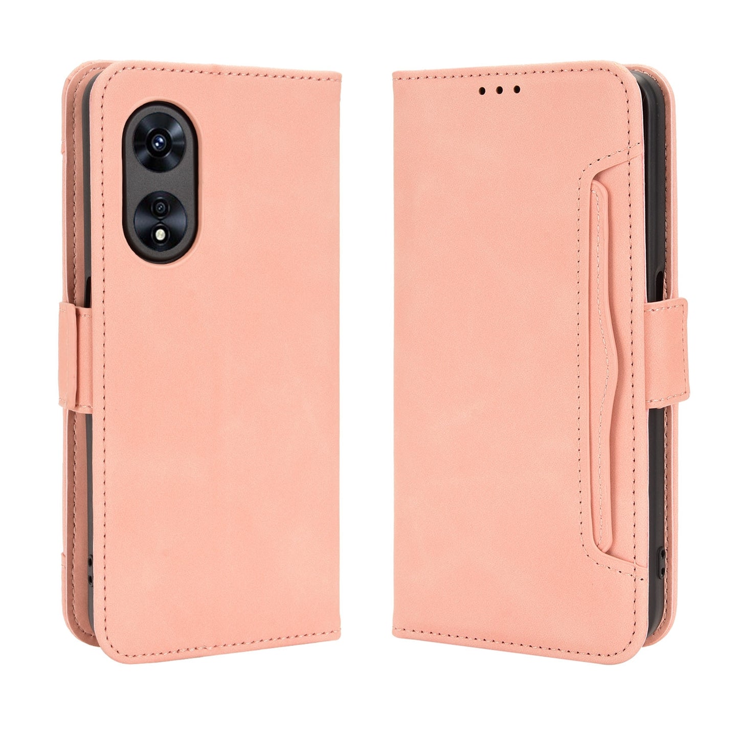 OPPO A97 5G Skin Feel PU Leather Wallet Phone Case with Card Slots, Cash Pocket, Magnetic Closure, Built-In Stand, Full Protection TPU Cover