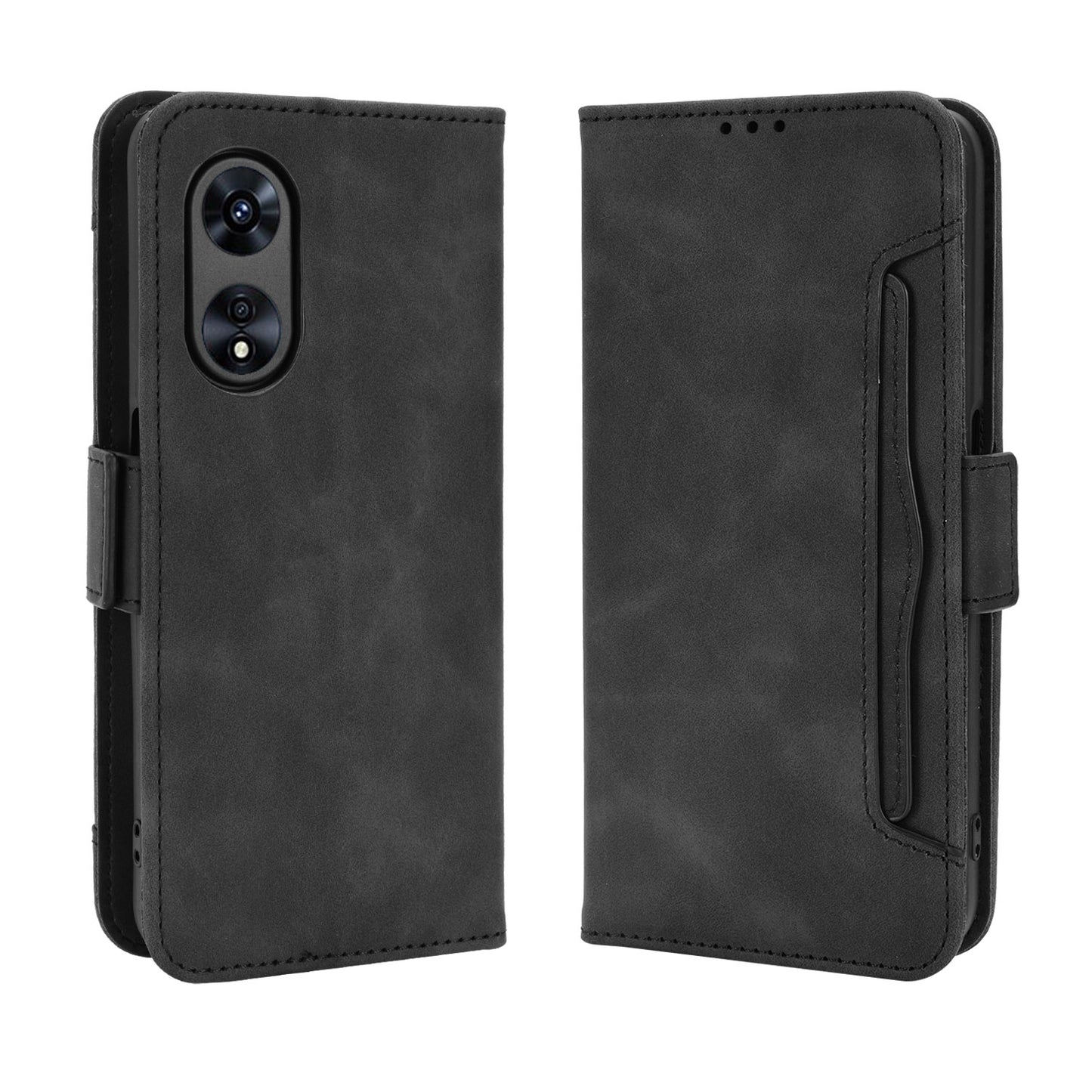 OPPO A97 5G Skin Feel PU Leather Wallet Phone Case with Card Slots, Cash Pocket, Magnetic Closure, Built-In Stand, Full Protection TPU Cover
