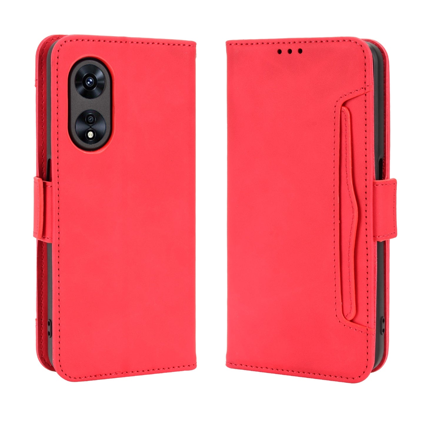 OPPO A97 5G Skin Feel PU Leather Wallet Phone Case with Card Slots, Cash Pocket, Magnetic Closure, Built-In Stand, Full Protection TPU Cover