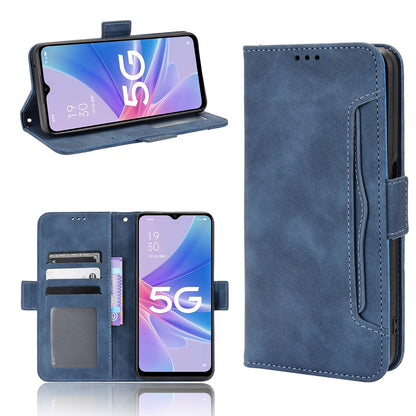OPPO A97 5G Skin Feel PU Leather Wallet Phone Case with Card Slots, Cash Pocket, Magnetic Closure, Built-In Stand, Full Protection TPU Cover
