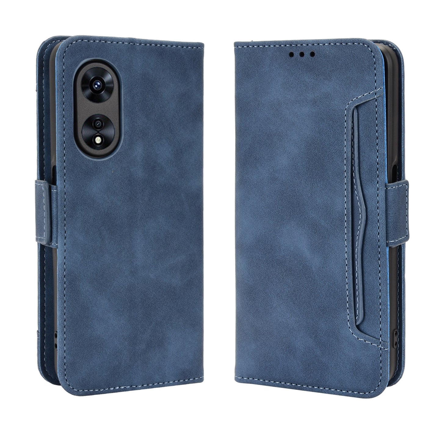OPPO A97 5G Skin Feel PU Leather Wallet Phone Case with Card Slots, Cash Pocket, Magnetic Closure, Built-In Stand, Full Protection TPU Cover