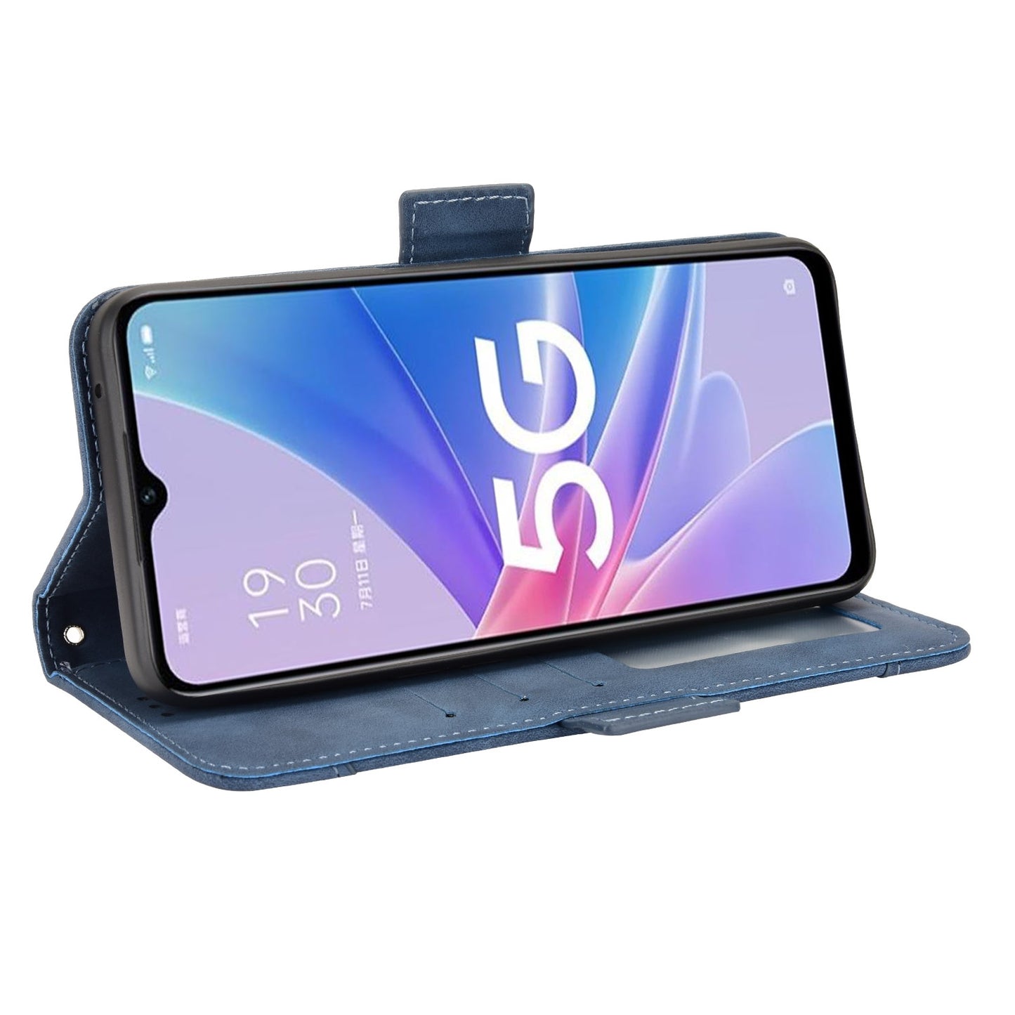 OPPO A97 5G Skin Feel PU Leather Wallet Phone Case with Card Slots, Cash Pocket, Magnetic Closure, Built-In Stand, Full Protection TPU Cover
