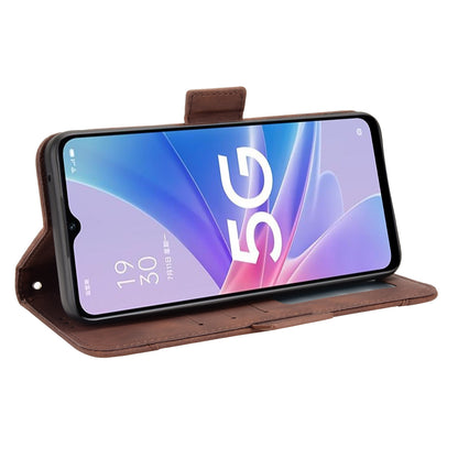 OPPO A97 5G Skin Feel PU Leather Wallet Phone Case with Card Slots, Cash Pocket, Magnetic Closure, Built-In Stand, Full Protection TPU Cover
