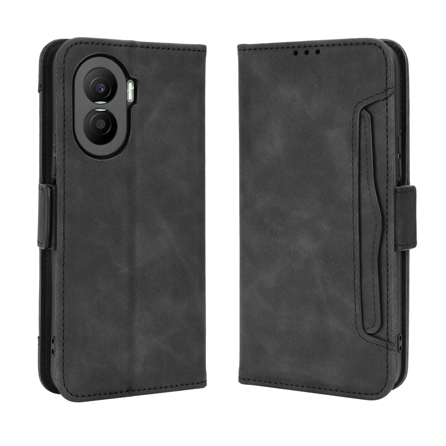 Honor X40i Skin Feel PU Leather Wallet Phone Case with Card Slots, Cash Pocket, Magnetic Closure, Built-In Stand, Full Protection TPU Cover