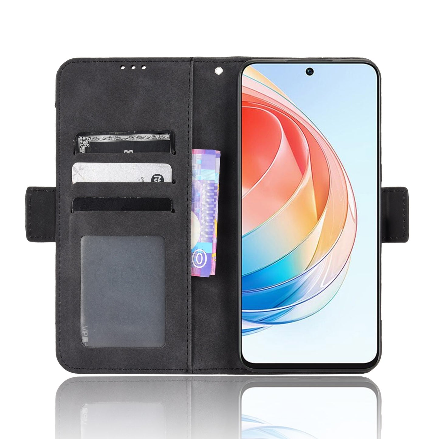 Honor X40i Skin Feel PU Leather Wallet Phone Case with Card Slots, Cash Pocket, Magnetic Closure, Built-In Stand, Full Protection TPU Cover
