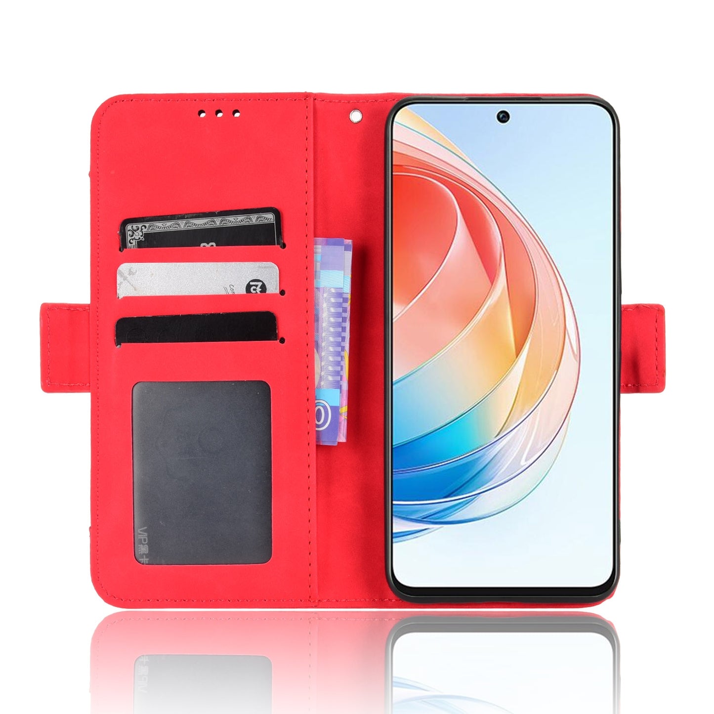 Honor X40i Skin Feel PU Leather Wallet Phone Case with Card Slots, Cash Pocket, Magnetic Closure, Built-In Stand, Full Protection TPU Cover