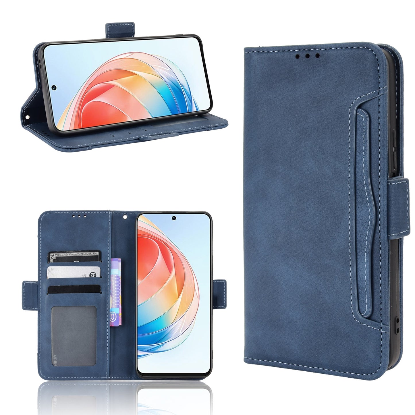 Honor X40i Skin Feel PU Leather Wallet Phone Case with Card Slots, Cash Pocket, Magnetic Closure, Built-In Stand, Full Protection TPU Cover
