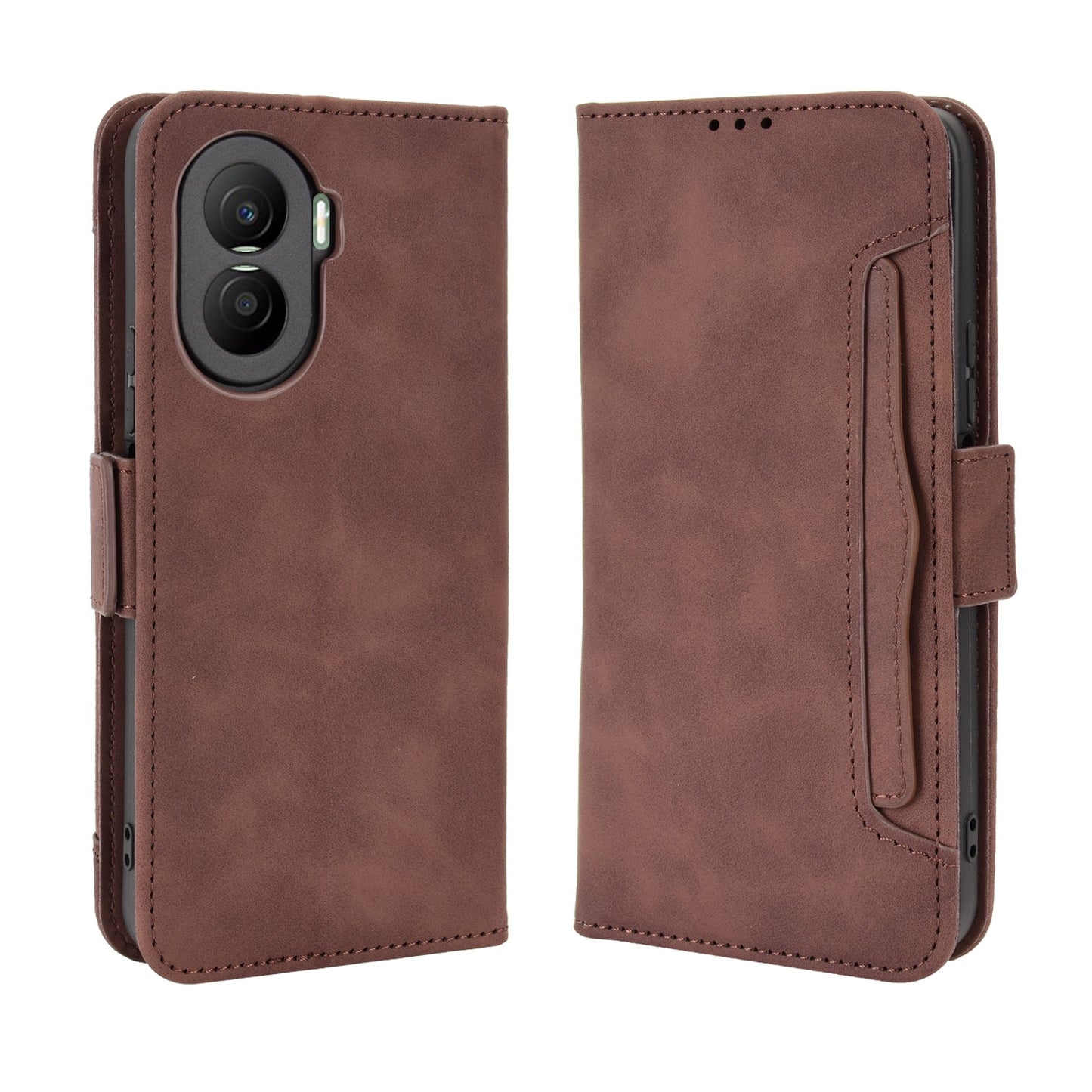 Honor X40i Skin Feel PU Leather Wallet Phone Case with Card Slots, Cash Pocket, Magnetic Closure, Built-In Stand, Full Protection TPU Cover