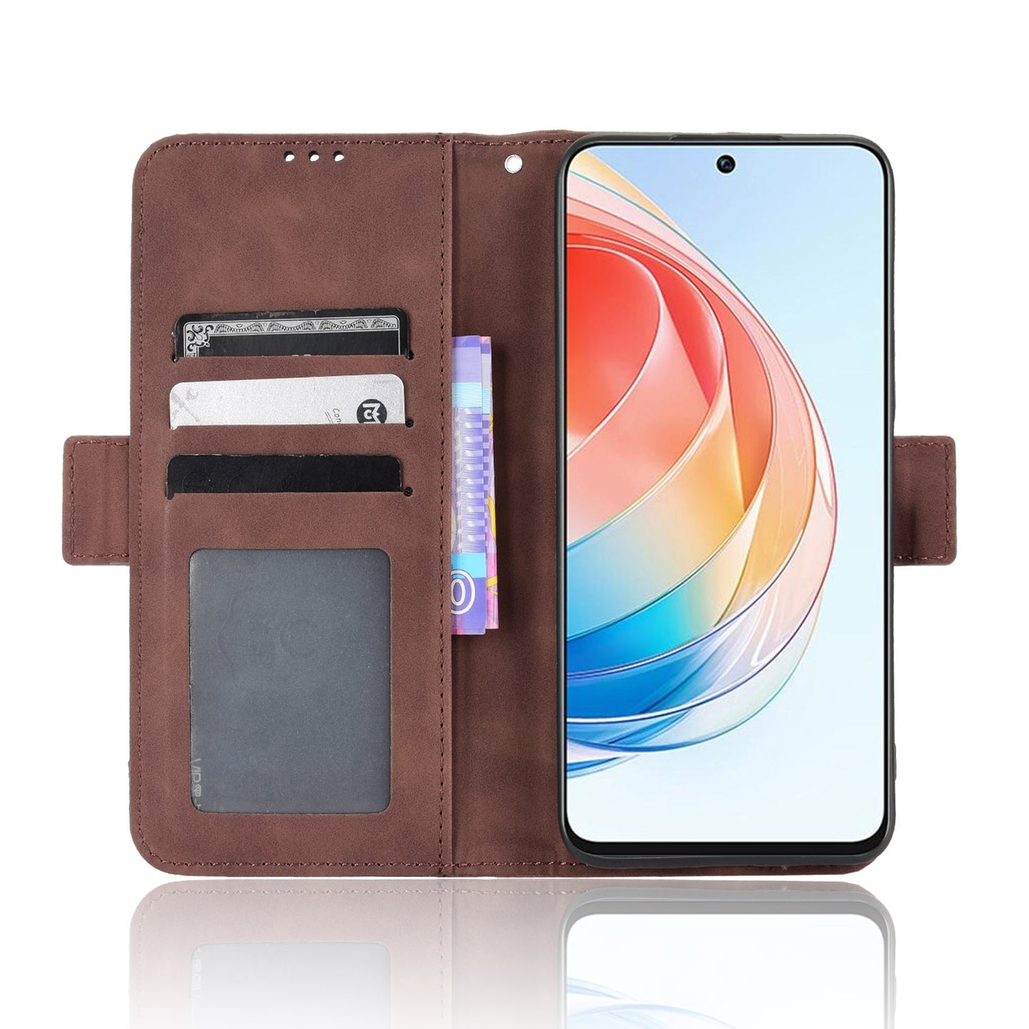 Honor X40i Skin Feel PU Leather Wallet Phone Case with Card Slots, Cash Pocket, Magnetic Closure, Built-In Stand, Full Protection TPU Cover