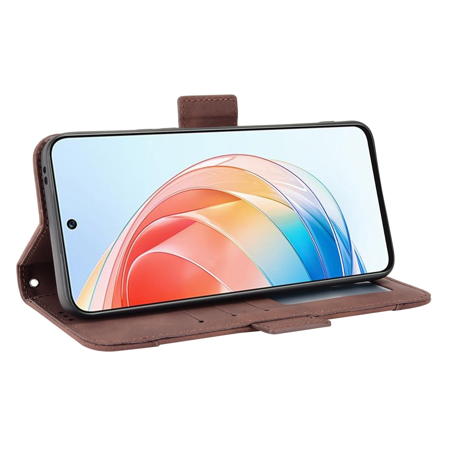 Honor X40i Skin Feel PU Leather Wallet Phone Case with Card Slots, Cash Pocket, Magnetic Closure, Built-In Stand, Full Protection TPU Cover