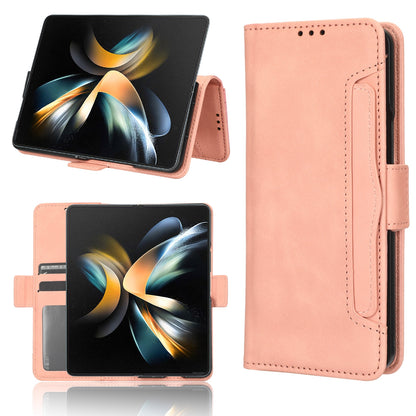 Samsung Galaxy Z Fold4 5G Skin Feel PU Leather Wallet Phone Case with Card Slots, Cash Pocket, Magnetic Closure, Built-In Stand, Full Protection TPU Cover