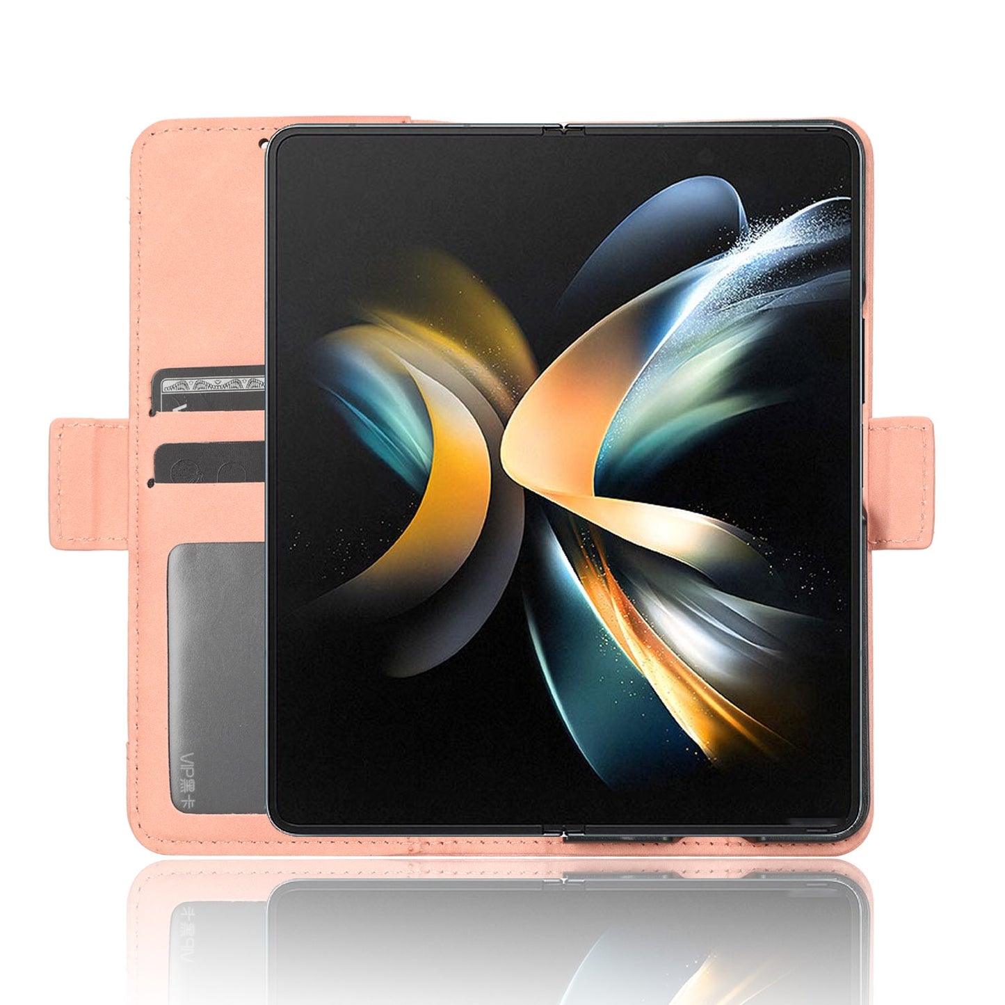 Samsung Galaxy Z Fold4 5G Skin Feel PU Leather Wallet Phone Case with Card Slots, Cash Pocket, Magnetic Closure, Built-In Stand, Full Protection TPU Cover