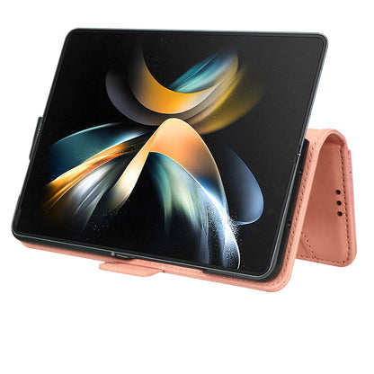 Samsung Galaxy Z Fold4 5G Skin Feel PU Leather Wallet Phone Case with Card Slots, Cash Pocket, Magnetic Closure, Built-In Stand, Full Protection TPU Cover