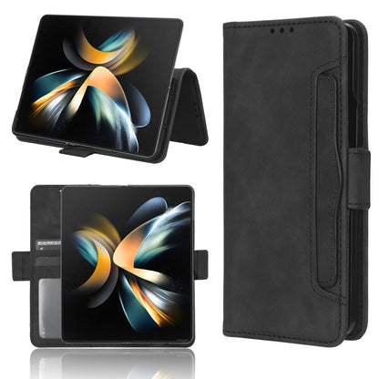 Samsung Galaxy Z Fold4 5G Skin Feel PU Leather Wallet Phone Case with Card Slots, Cash Pocket, Magnetic Closure, Built-In Stand, Full Protection TPU Cover