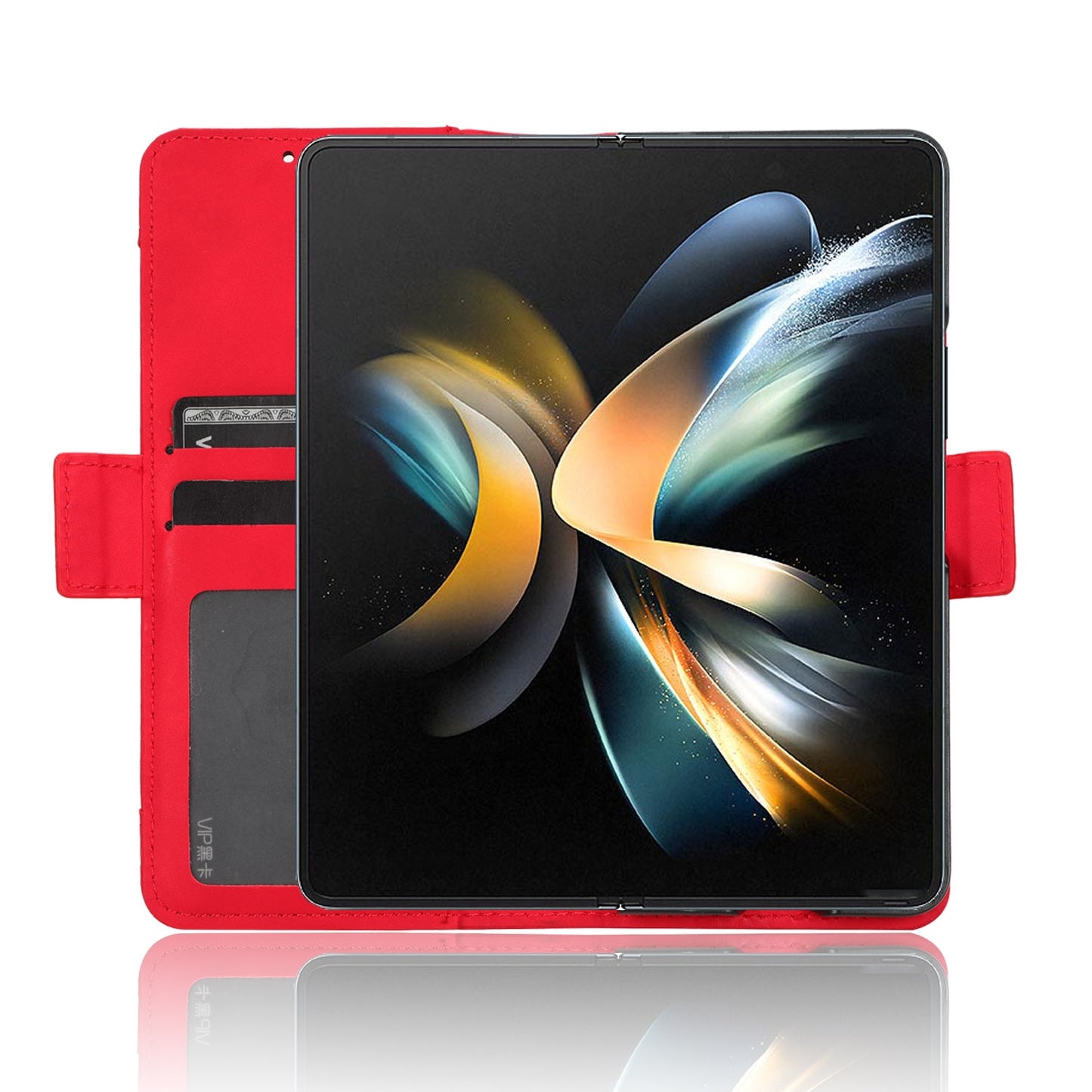 Samsung Galaxy Z Fold4 5G Skin Feel PU Leather Wallet Phone Case with Card Slots, Cash Pocket, Magnetic Closure, Built-In Stand, Full Protection TPU Cover