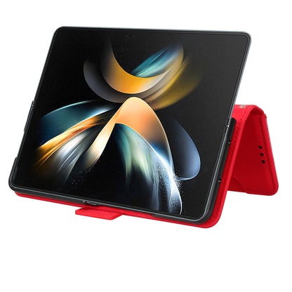 Samsung Galaxy Z Fold4 5G Skin Feel PU Leather Wallet Phone Case with Card Slots, Cash Pocket, Magnetic Closure, Built-In Stand, Full Protection TPU Cover