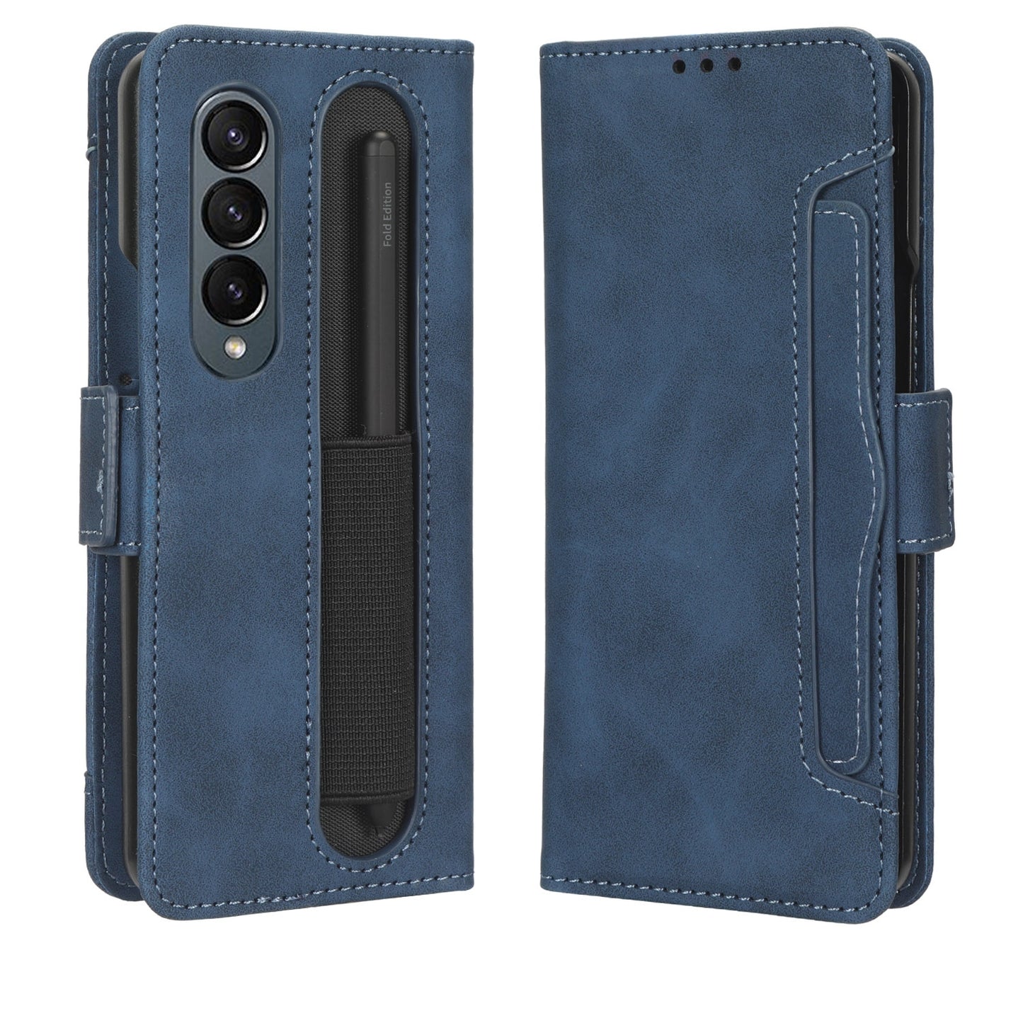 Samsung Galaxy Z Fold4 5G Skin Feel PU Leather Wallet Phone Case with Card Slots, Cash Pocket, Magnetic Closure, Built-In Stand, Full Protection TPU Cover