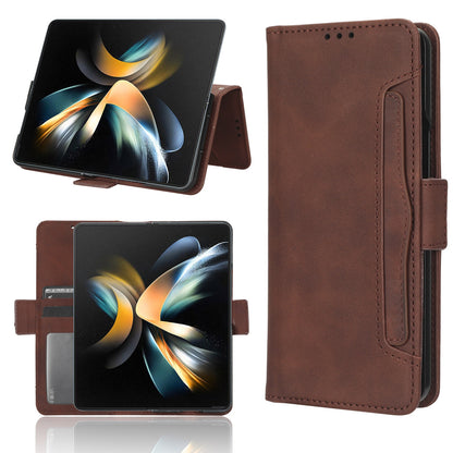 Samsung Galaxy Z Fold4 5G Skin Feel PU Leather Wallet Phone Case with Card Slots, Cash Pocket, Magnetic Closure, Built-In Stand, Full Protection TPU Cover