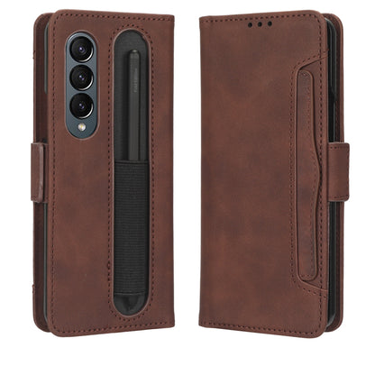 Samsung Galaxy Z Fold4 5G Skin Feel PU Leather Wallet Phone Case with Card Slots, Cash Pocket, Magnetic Closure, Built-In Stand, Full Protection TPU Cover