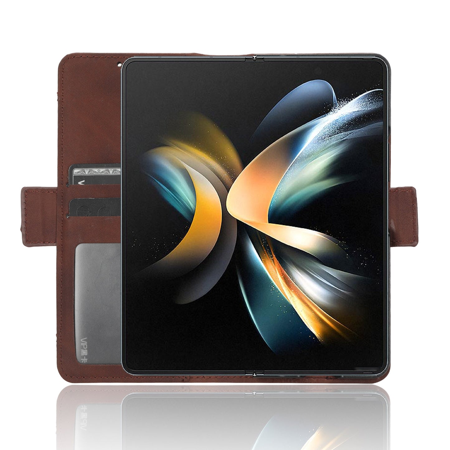 Samsung Galaxy Z Fold4 5G Skin Feel PU Leather Wallet Phone Case with Card Slots, Cash Pocket, Magnetic Closure, Built-In Stand, Full Protection TPU Cover