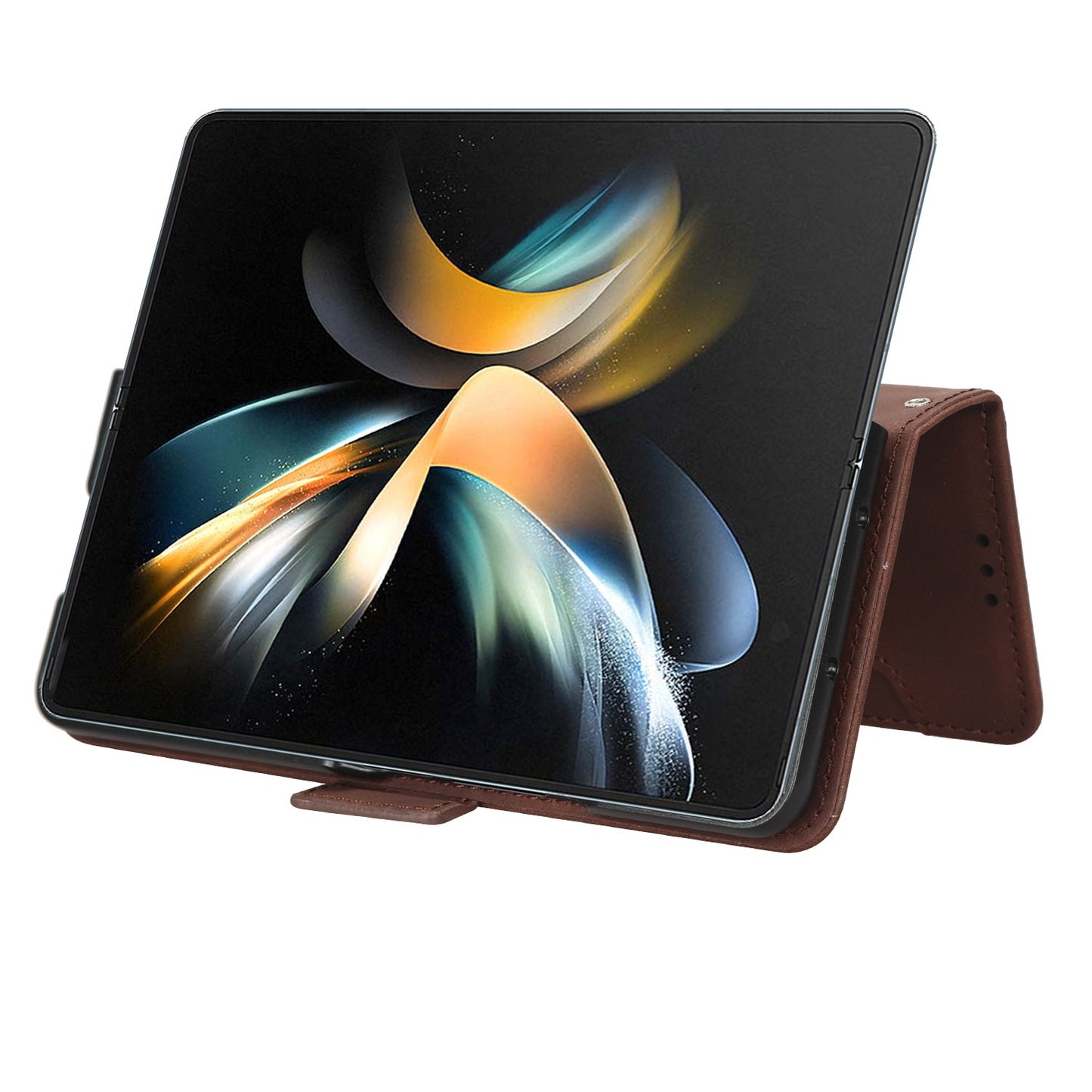 Samsung Galaxy Z Fold4 5G Skin Feel PU Leather Wallet Phone Case with Card Slots, Cash Pocket, Magnetic Closure, Built-In Stand, Full Protection TPU Cover
