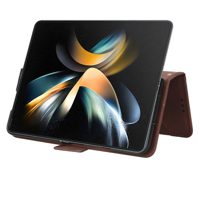 Samsung Galaxy Z Fold4 5G Skin Feel PU Leather Wallet Phone Case with Card Slots, Cash Pocket, Magnetic Closure, Built-In Stand, Full Protection TPU Cover