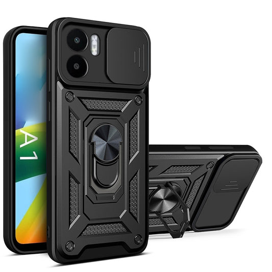 Xiaomi Redmi A1 4G Sliding Camera Cover Magnetic Ring Stand Shockproof TPU + PC Protective Phone Case