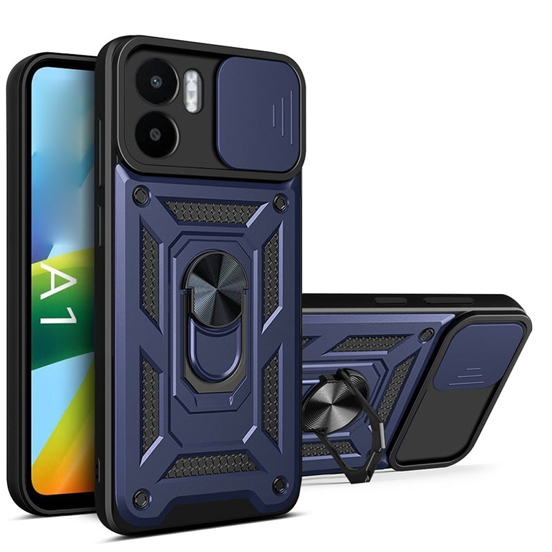 Xiaomi Redmi A1 4G Sliding Camera Cover Magnetic Ring Stand Shockproof TPU + PC Protective Phone Case