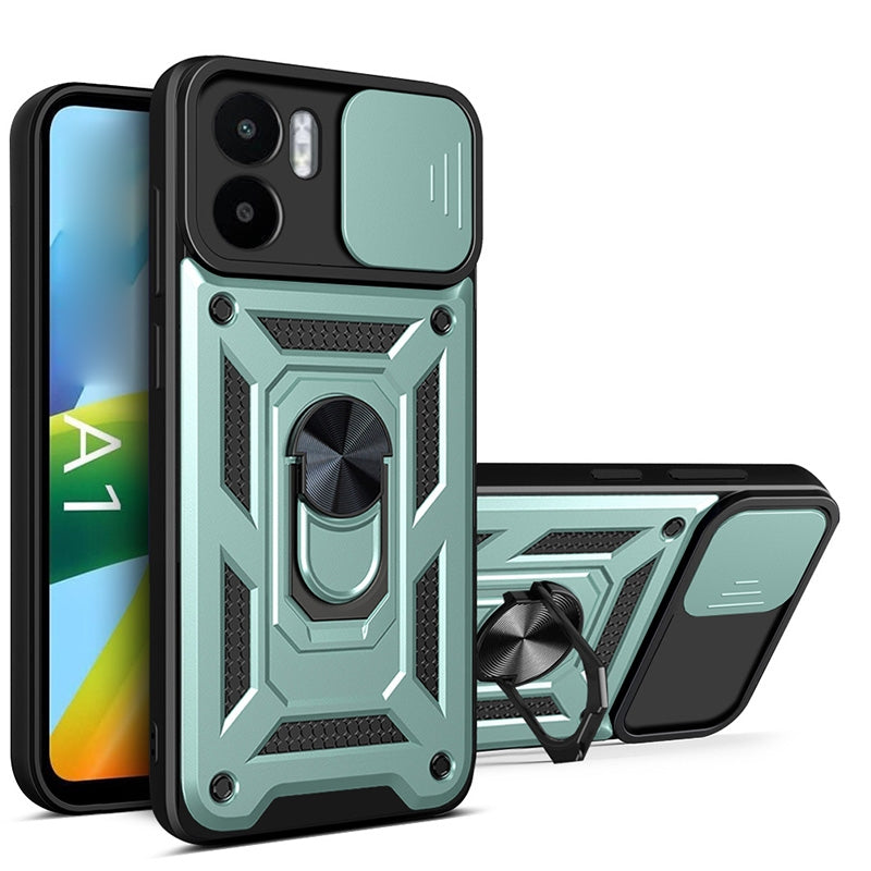 Xiaomi Redmi A1 4G Sliding Camera Cover Magnetic Ring Stand Shockproof TPU + PC Protective Phone Case
