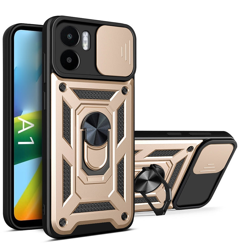 Xiaomi Redmi A1 4G Sliding Camera Cover Magnetic Ring Stand Shockproof TPU + PC Protective Phone Case