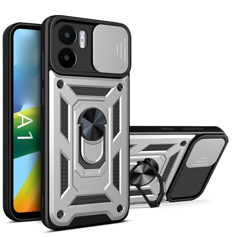 Xiaomi Redmi A1 4G Sliding Camera Cover Magnetic Ring Stand Shockproof TPU + PC Protective Phone Case