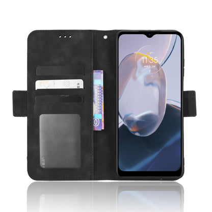 Motorola Moto E22i Skin Feel PU Leather Wallet Phone Case with Card Slots, Cash Pocket, Magnetic Closure, Built-In Stand, Full Protection TPU Cover