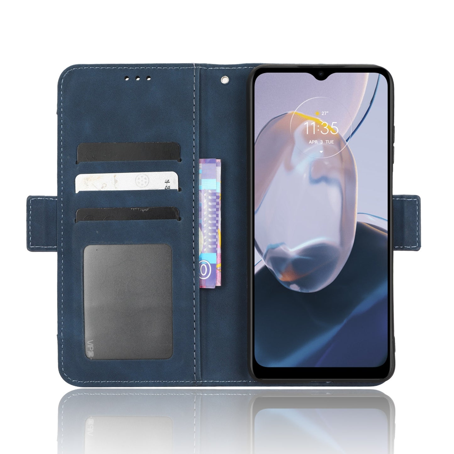 Motorola Moto E22i Skin Feel PU Leather Wallet Phone Case with Card Slots, Cash Pocket, Magnetic Closure, Built-In Stand, Full Protection TPU Cover