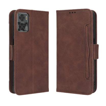 Motorola Moto E22 Skin Feel PU Leather Wallet Phone Case with Card Slots, Cash Pocket, Magnetic Closure, Built-In Stand, Full Protection TPU Cover