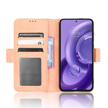 Motorola Edge 30 Lite Skin Feel PU Leather Wallet Phone Case with Card Slots, Cash Pocket, Magnetic Closure, Built-In Stand, Full Protection TPU Cover