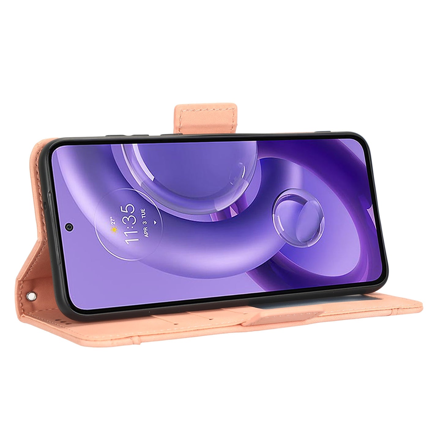 Motorola Edge 30 Lite Skin Feel PU Leather Wallet Phone Case with Card Slots, Cash Pocket, Magnetic Closure, Built-In Stand, Full Protection TPU Cover