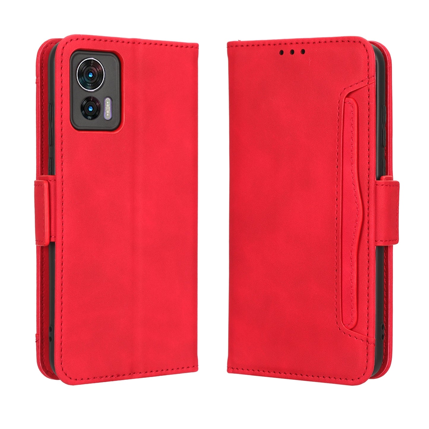 Motorola Edge 30 Lite Skin Feel PU Leather Wallet Phone Case with Card Slots, Cash Pocket, Magnetic Closure, Built-In Stand, Full Protection TPU Cover