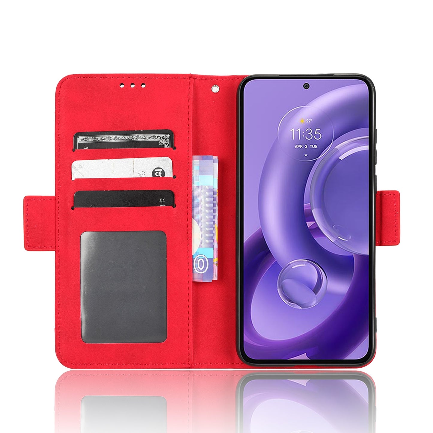 Motorola Edge 30 Neo Skin Feel PU Leather Wallet Phone Case with Card Slots, Cash Pocket, Magnetic Closure, Built-In Stand, Full Protection TPU Cover
